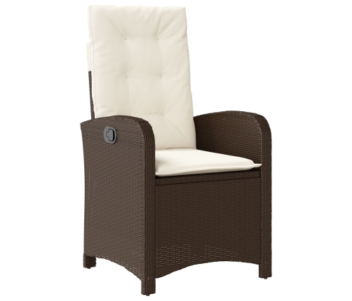 Set de comedor de jardín de 3 piezas con cojines - Rattan polimérico marrón