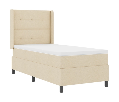 Cama con Box Spring y Colchón  Crema 100x200 cm Tela