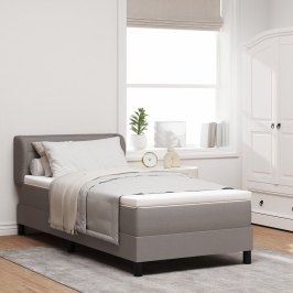 Cama con somier y colchón  en taupe 90x190 cm de tela