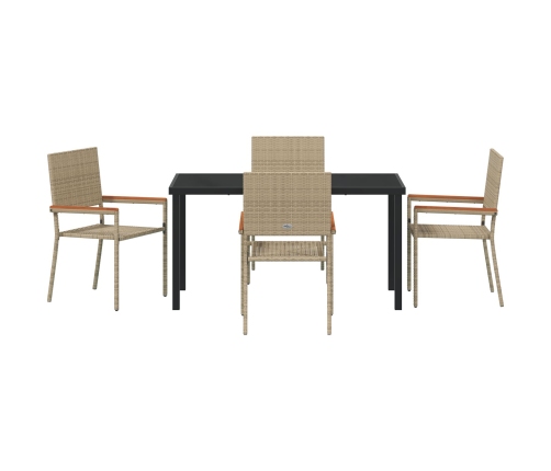 Conjunto de Comedor de Jardín de 5 Piezas de Poliratán Beige