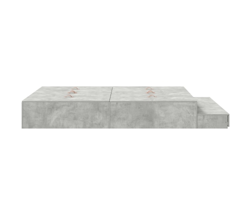 Estructura de Cama Gris Concreto Madera Sólida 140 x 190 cm