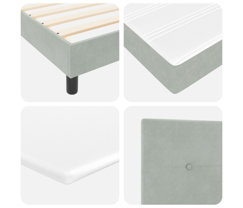 Cama con Somier  con Colchón Gris Claro 100x200 cm Terciopelo
