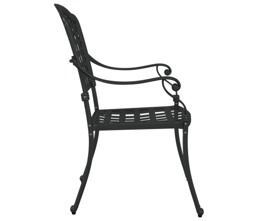 Sillas de jardín  2 pcs negras de aluminio fundido