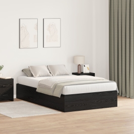 Cama  con Almacenamiento Roble Negro Madera Doble Estándar