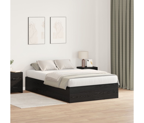 Cama  con Almacenamiento Roble Negro Madera Doble Estándar