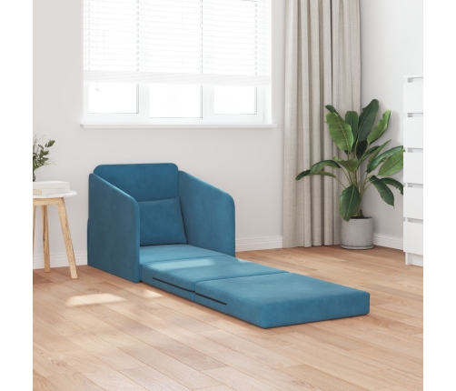 Sofá Cama de Piso  2-en-1 Azul 65x80x83 cm Terciopelo