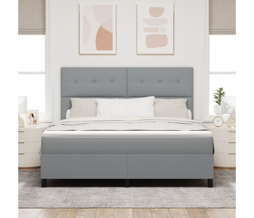 Cama con Box Spring  con Colchón Gris Claro Super King Tela
