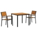 Juego de Comedor de Jardín de 3 Piezas Negro y Madera Metal y Madera