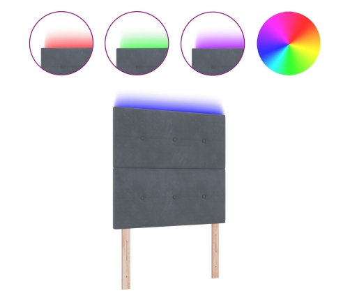 Cabecera LED  Gris Oscuro 100 cm Terciopelo