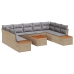 Conjunto de Sofá de Jardín  de 10 Piezas con Cojines Beige Poliratán Acacia