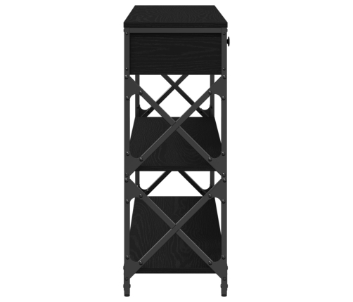 Mesa Consola  Negro Roble 100x28x75 cm Madera Elaborada y Acero
