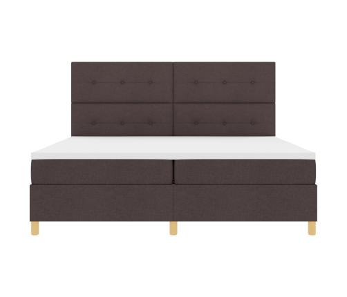 Cama con Box Spring  Marrón Oscuro 200x200 cm Tela