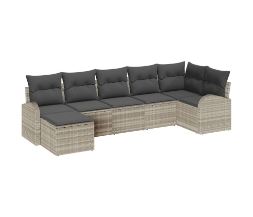 Juego de Sofá de Jardín Set de 7 Beige Ratan, Poliéster