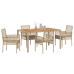 Juego de Comedor de Jardín  de 5 Piezas con Cojines Beige de Ratán Poliéster