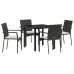 Juego de Comedor de Jardín  de 5 Piezas con Cojines Negro Poliratán
