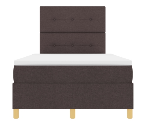 Estructura de Cama con Colchón Marrón oscuro Tela 120 x 200 cm