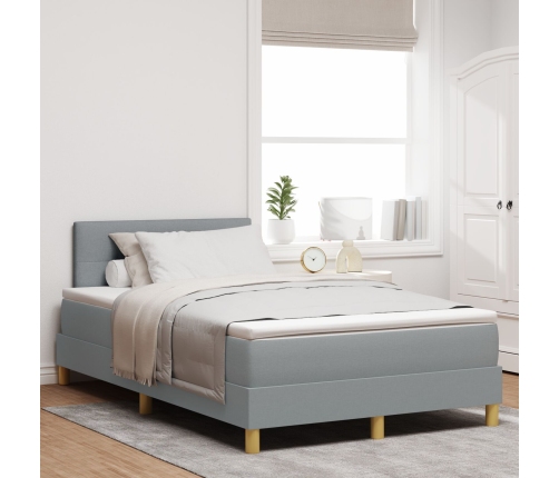 Cama Box Spring con Colchón y Luz LED Gris Claro 120x200 cm Tela