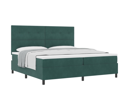 Cama Box Spring con Colchón Verde Oscuro 200x200 cm Terciopelo