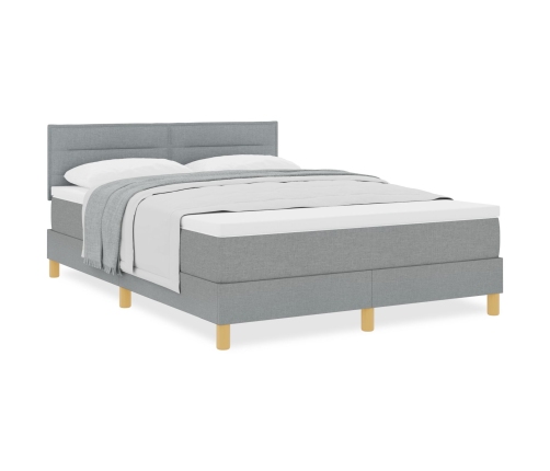 Cama Box Spring con Colchón Gris Claro 140x200 cm Tela