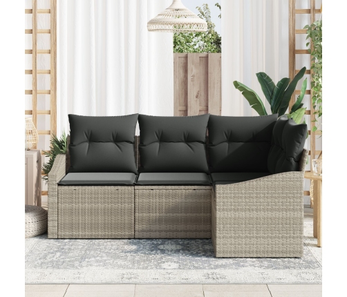 Juego de Sofá de Jardín Set de 4 Beige, Negro Ratán