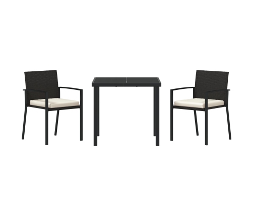 Juego de Comedor de Jardín  3 Piezas Negro Poliratán