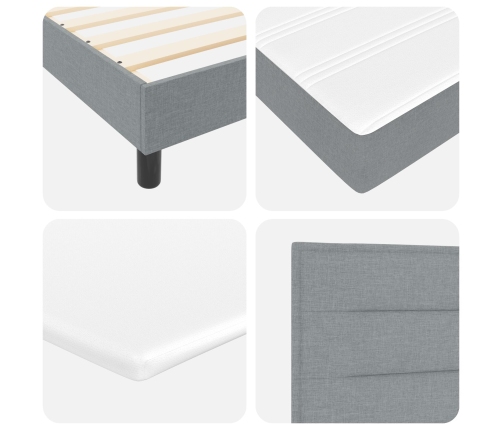 Cama Box Spring con Colchón y Luz LED Gris Claro 100x200 cm Tela