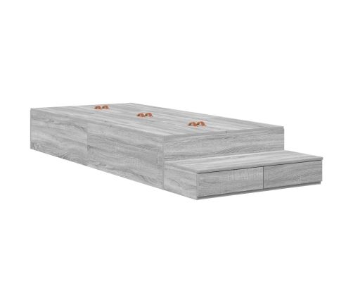 Marco de Cama con Almacenamiento  Gris sonoma Madera elaborada