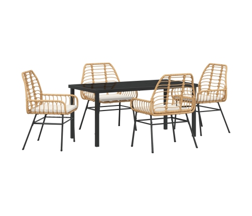 Set de Comedor Jardín  de 5 Piezas con Cojines Marrón Ratán Versátil