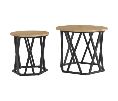 Mesas Laterales Anidadas 2 pcs de Madera de Roble Artisan