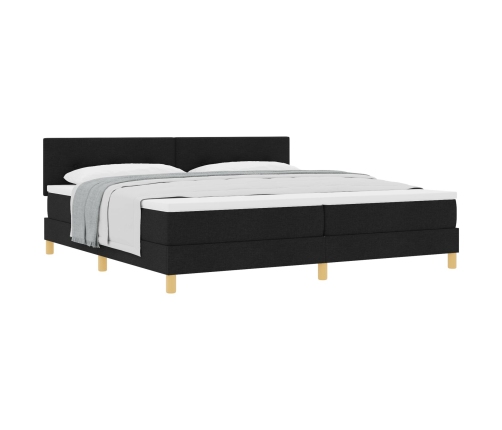 Cama con Muelles y Colchón Negra 200x200 cm Tela