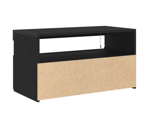 Mueble para TV  con luces LED en negro y roble, 75x35x40 cm, de madera