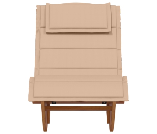 Tumbona de sol Set de 2 Beige Madera y tela tapizada Grande