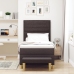 Cama con Sommier  con Colchón y Banco Marrón Oscuro 100x200 cm Tela