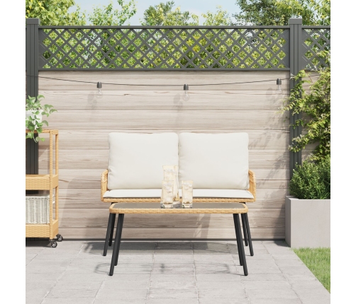 Conjunto de Comedor de Jardín de 2 Piezas con Cojines de Poliratán Natural