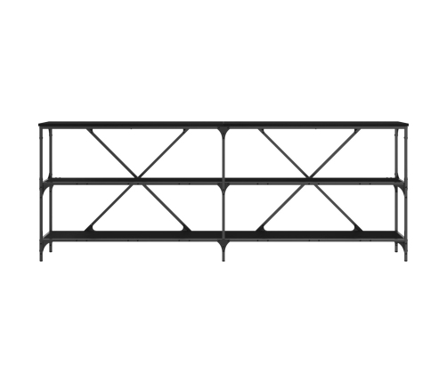 Mesa de Consola  Negro Roble 200x30x75 cm Madera Ingenierizada y Acero