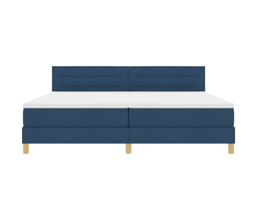 Cama Box Spring  con Colchón Azul 200x200 cm Tela
