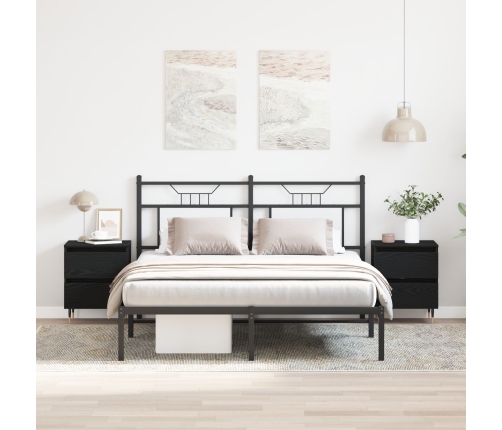 Mesas de Noche 2 pcs Negros de Roble 40x35x50 cm Madera Ingenierizada