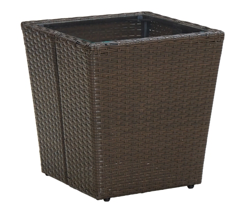 Conjunto de Bistro de Jardín de 3 Piezas  con Cojines Marrón de Poliratán