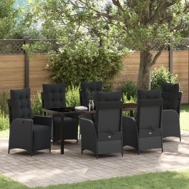 Conjunto de comedor de jardín de 7 piezas  Negro de Poli Ratán