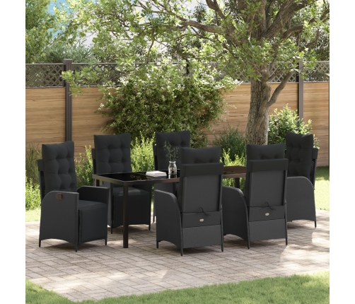 Conjunto de comedor de jardín de 7 piezas  Negro de Poli Ratán