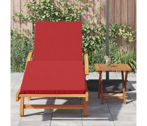 Tumbona plegable  con ruedas y cojín rojo de madera de teca