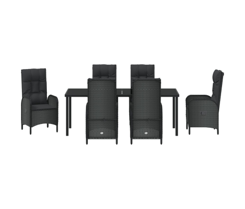 Set de comedor de jardín  7 piezas negro ratán polivalente