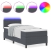 Cama con Base de Resortes  con Colchón & Luz LED Gris Oscuro 90x200 cm Tela de Pana
