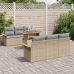 Conjunto de 7 Piezas de Sofá de Jardín con Cojines Beige Ratán Poliéster Acacia