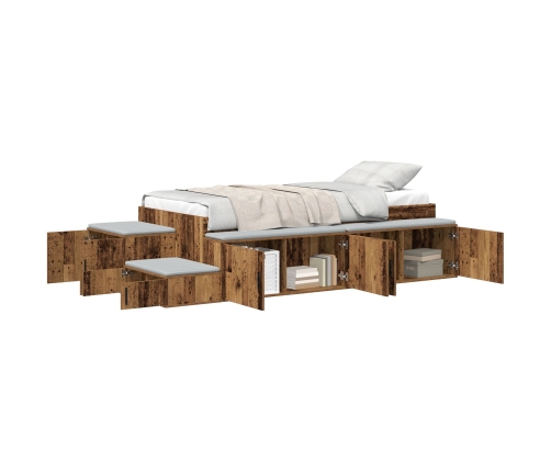 Cama de Almacenamiento Madera Vieja Madera maciza y chapas