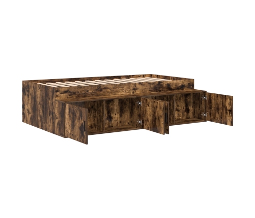 Estructura de Cama de Almacenamiento Roble Ahumado 75x190 cm