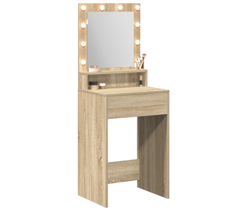 Mesa de tocador con luces LED en Roble de Sonoma, 50x41x135 cm