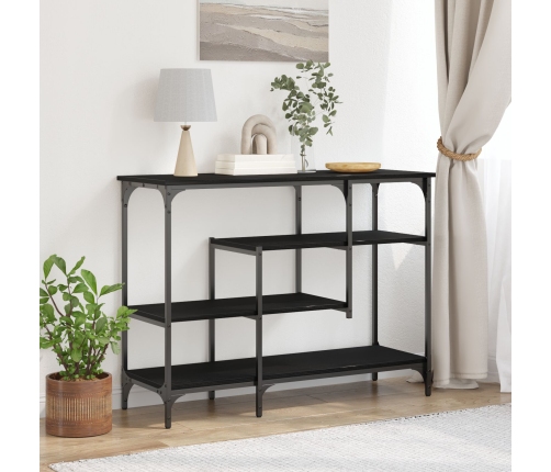 Mesa Consola  Negra de Roble 100x35x75 cm de Madera Engineered y Acero