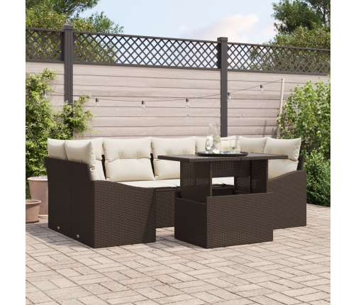 Conjunto de Sofá de Jardín  Set de 7 Marrón Ratán