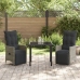 Set de Comedor de Jardín de 3 Piezas con Cojines Gris Poliratán